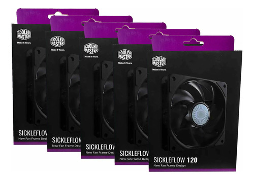 Kit 5 Cooler Sickleflow 1800 Rpm P/ Gabinete 12cm Sem Led