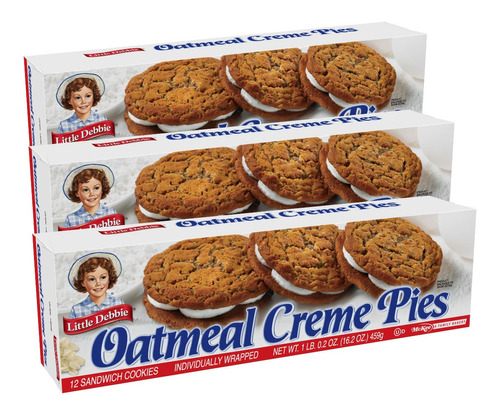 Little Debbie 3 Paquetes Con 12 Galletas Oatmeal Creme Pies