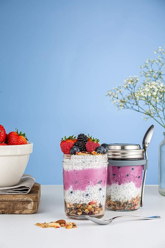 Frasco De Vidrio Con Tapa Y Cuchara 350 Ml Kilner Color Transparente