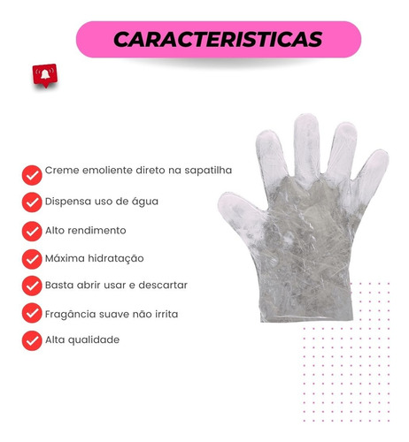 Luvas Práticas Com Emoliente Para Cutícula - 50 Pares