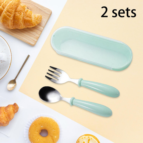 Set De Cubiertos Infantiles, Cuchara Y Tenedor De Acero