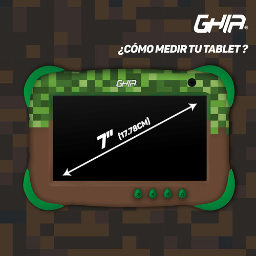 Tablet Kids Ghia 7 Pulgadas 2gb Ram 32gb Memoria Android 13 Minecraft Color Verde Modelo GK133M2 - Excelente (Reacondicionado)
