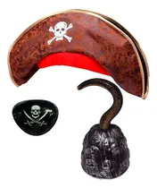 Comprar Disfraz Pirata Cuerina Sombrero Parche Garfio Halloween Fdd