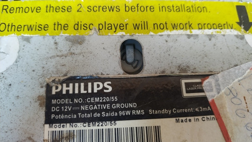 Rádio Automotivo Philips Cem220/55 (não Funciona) (Usado)