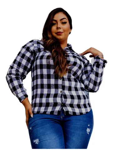 Camisa xadrez feminina plus size hotsell mercado livre