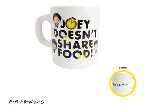 Taza Blanca Chibis: Joey Food - Friends