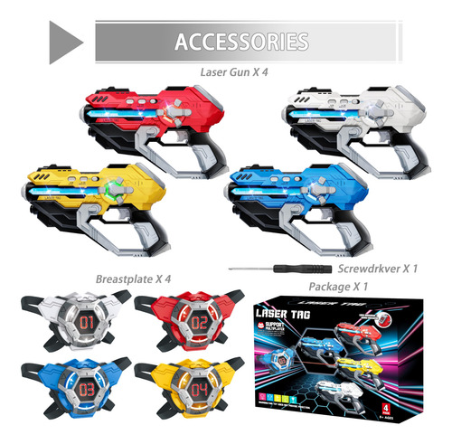 Conjunto De Pistolas Laser Tag Ivoxex Com Coletes Digitais D