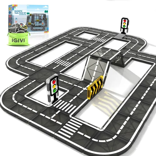 Paquete De Expansión De Magnetic Tiles Road Igivi Para Niños