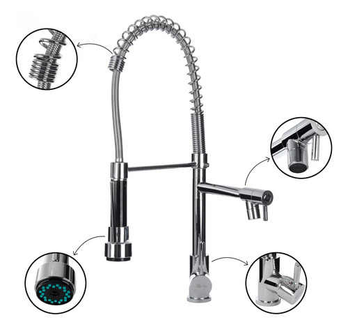 Kit Cuba Cozinha Gourmet Inox + Torneira Monocomando + Tábua Cor Prateado