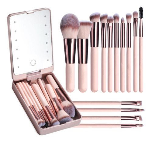 Espejo Con Luces Led Recargables En Estuche Con Cepillos