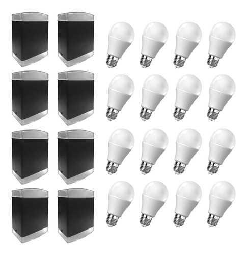 Aplique Bidireccional Negro Transparente Bulb Led 12w Día X8