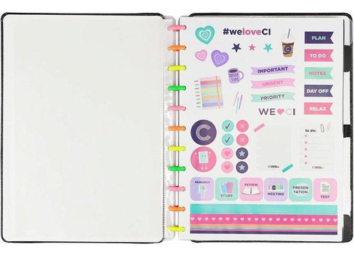 Caderno Inteligente Grande Lets Glitter Neon Black