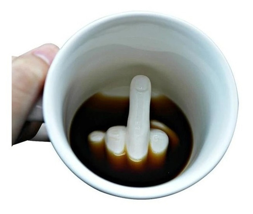 Taza, Tarro Para Cafe O Te Cerámica De Colección Dedo Medio.