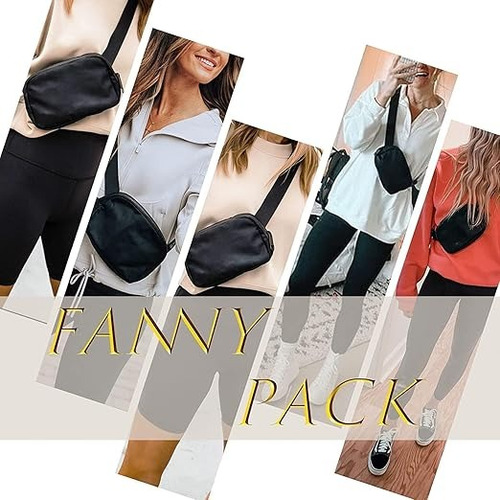 2 Cangurera Deportiva Multiusos Impermeable Gym Correr Bolsa Negro/caqui Rayas
