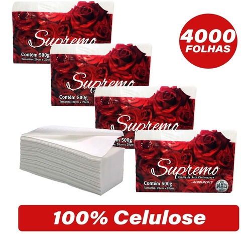 Papel Toalha 4000 Fls Interfolha Branco 100% Virgem Promo