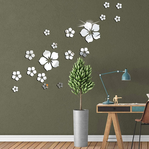 Pegatinas De Espejo Flores Pegatinas De Pared Acrílicas Flor