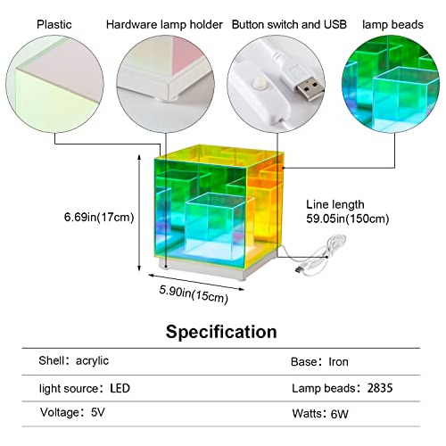 Lámpara De Mesa De Cubo Led, Luz De Cubo Infinito, Dod...