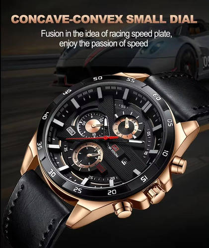 Reloj Hombre Elegante Cuarzo Piel Genuino A. Inoxidable