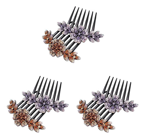 6 Peines Laterales Para El Pelo: Peines De Flores Con Diaman