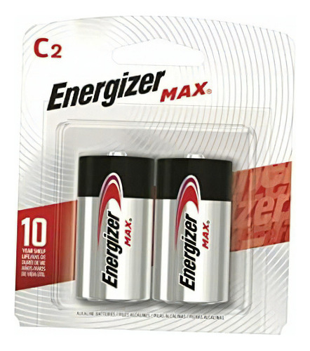 Energizer, Pilas Max Alcalinas C, 2 Pilas, Blanco/rojo