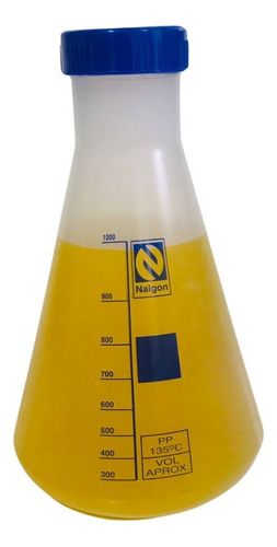 Frasco Erlenmeyer 1000 Ml Plástico Pp Com Tampa  - Nalgon