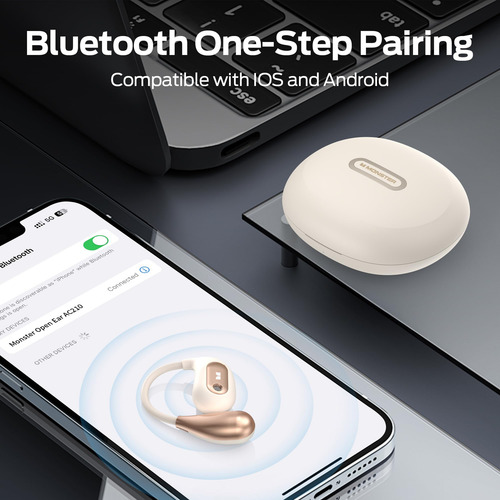 Auriculares Open Ear Monster Ac210 Bluetooth 5.4 Blancos