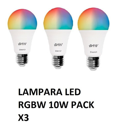 Lámpara Led Wifi E27 10w Rgbw Smart Life Pack X3