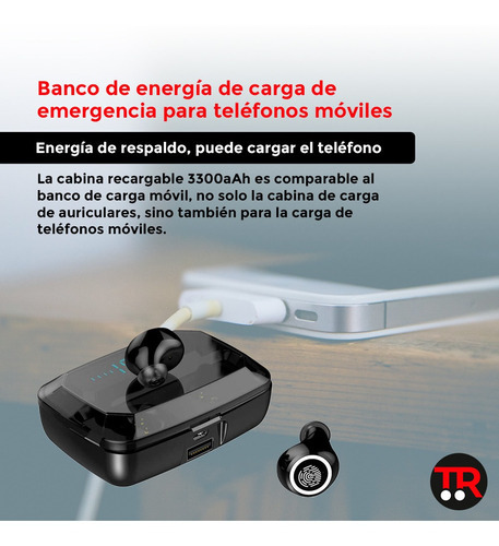 Imagen 6 de 8 de Auriculares Bluetooth 5.0 Inalámbrico M11 Touch Power Ade