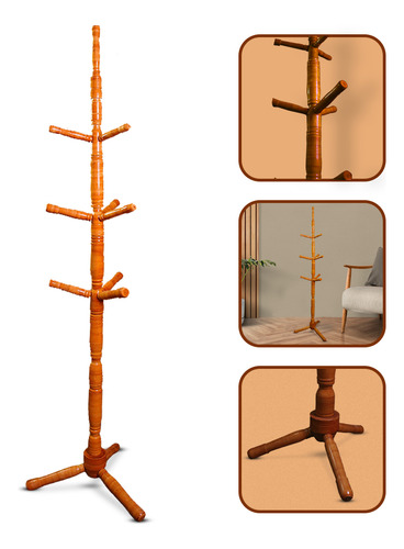 Cabide Cabideiro Vertical Chao Madeira Arara Roupa Mancebo