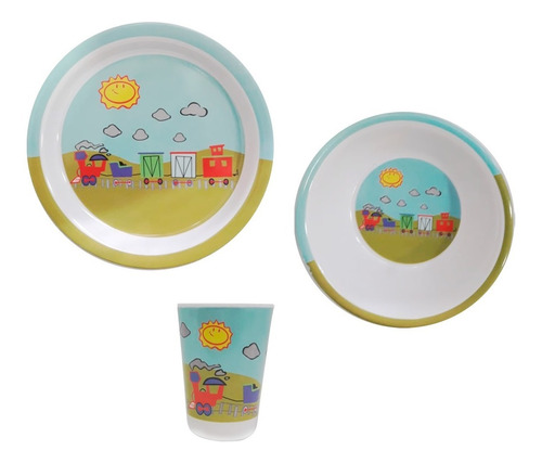 Set Infantil De Plástico Melamina Con Diseños Kuchen
