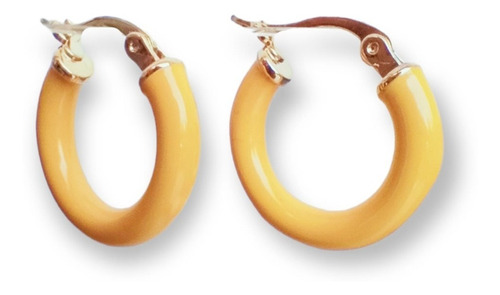 Argollas Hoop Chapadas En Oro 18k Colores Alegres Resina 