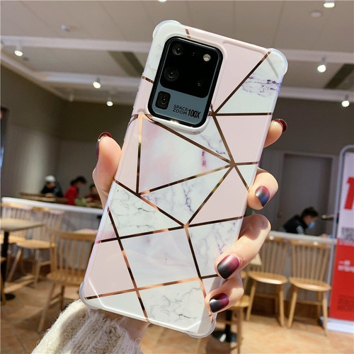 Funda Galaxy Marmol +pop Geometria Dama Mujer Protector Case