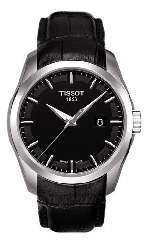 Tissot T Couturier Reloj Con Correa De Esfera Negra Para Ho.