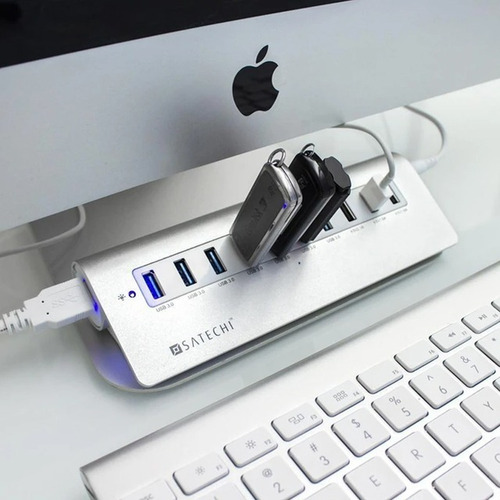 Imagen 4 de 10 de Hub De Aluminio Usb 3.0 / 10 Puertos Satechi Oficial Caba 5g