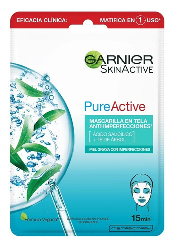 Mascarilla En Tela Anti Imperfecciones Garnier Hidra Bomb Tipo de piel Normal