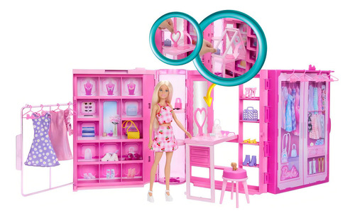 Barbie Set Clóset De Los Sueños Con Accesorios Y Muñeca