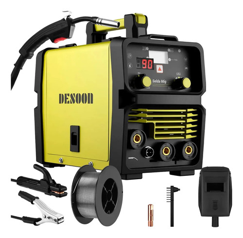 Máquina de Solda 3 em 1 DESOON 120A, Inversora MIG MMA TIG Sem Gás, Com Máscara e Arame