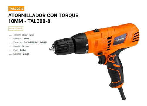 Imagen 4 de 7 de Taladro Atornillador Lusqtoff Electrico 300w 10mm Torque Reg