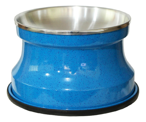 Imagem 2 de 3 de Comedouro Alto Gatos Alumínio Azul Gastrobel + Brinquedo