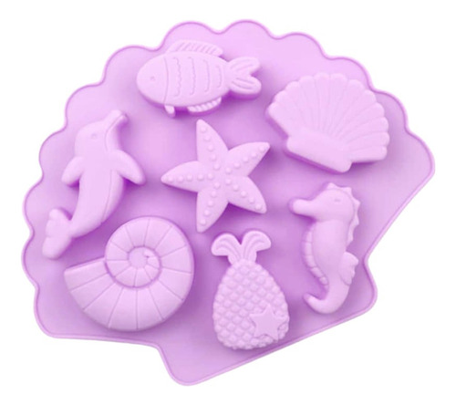 *molde Silicon 7 Animales Conchas Sirena Fondant Jabon Pasta