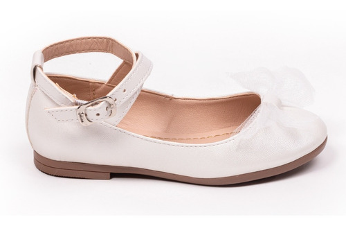 Zapato Balerina Niña Jakuna Plata Blanco Fiesta 22668 18al23