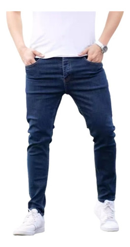 Mens Jeans Slim Fit Pantalones De Algodón De Color Sólido