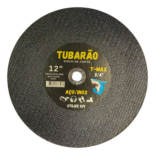 5x Disco De Corte 12 Polegadas X 3/4'' Policorte Tubarao Cor Preto