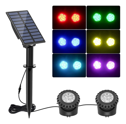 Luz Solar Estanque, Luces Sumergibles Rgb Que Cambian D...