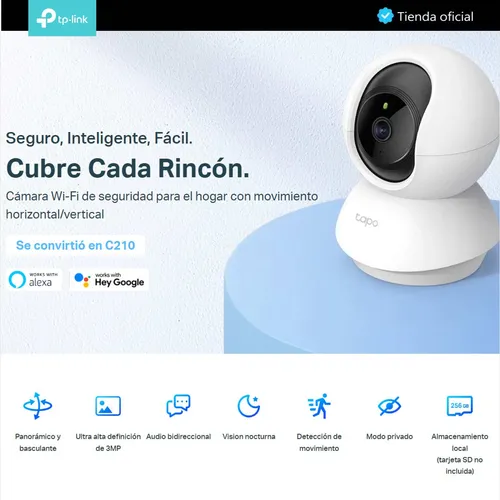 Tp-link, Cámara Ip Wifi Robótica Tapo C210 + Micro Sd 256gb