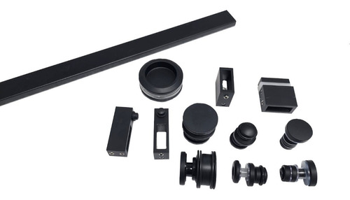 Kit  Para Puerta Corrediza Granero Acero Negro 170 Cm