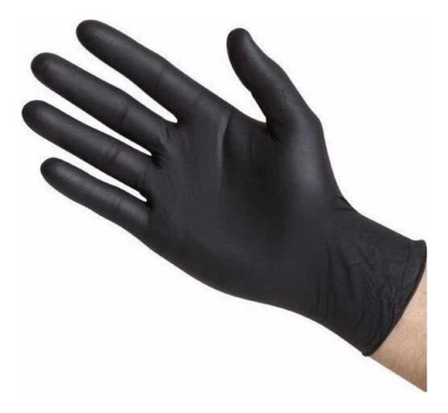 Guantes Descartables De Nitrilo Negro Caja X 100 Unidades.