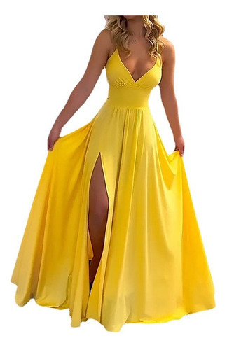 Vestido Sin Mangas Elegante De Color Liso Para Mujer