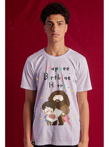 Camiseta Unissex Harry Potter Happee Birthdae Harry - Branco
