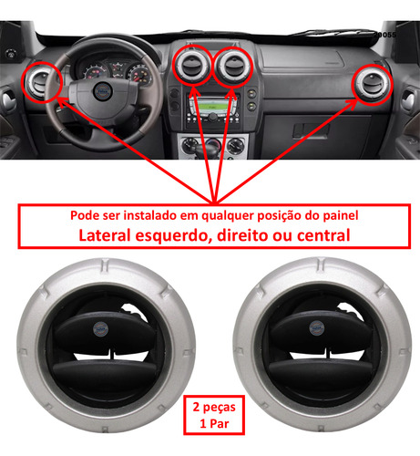 Par Grades Difusores Saída Do Ar Ecosport 2007-2012 Prata